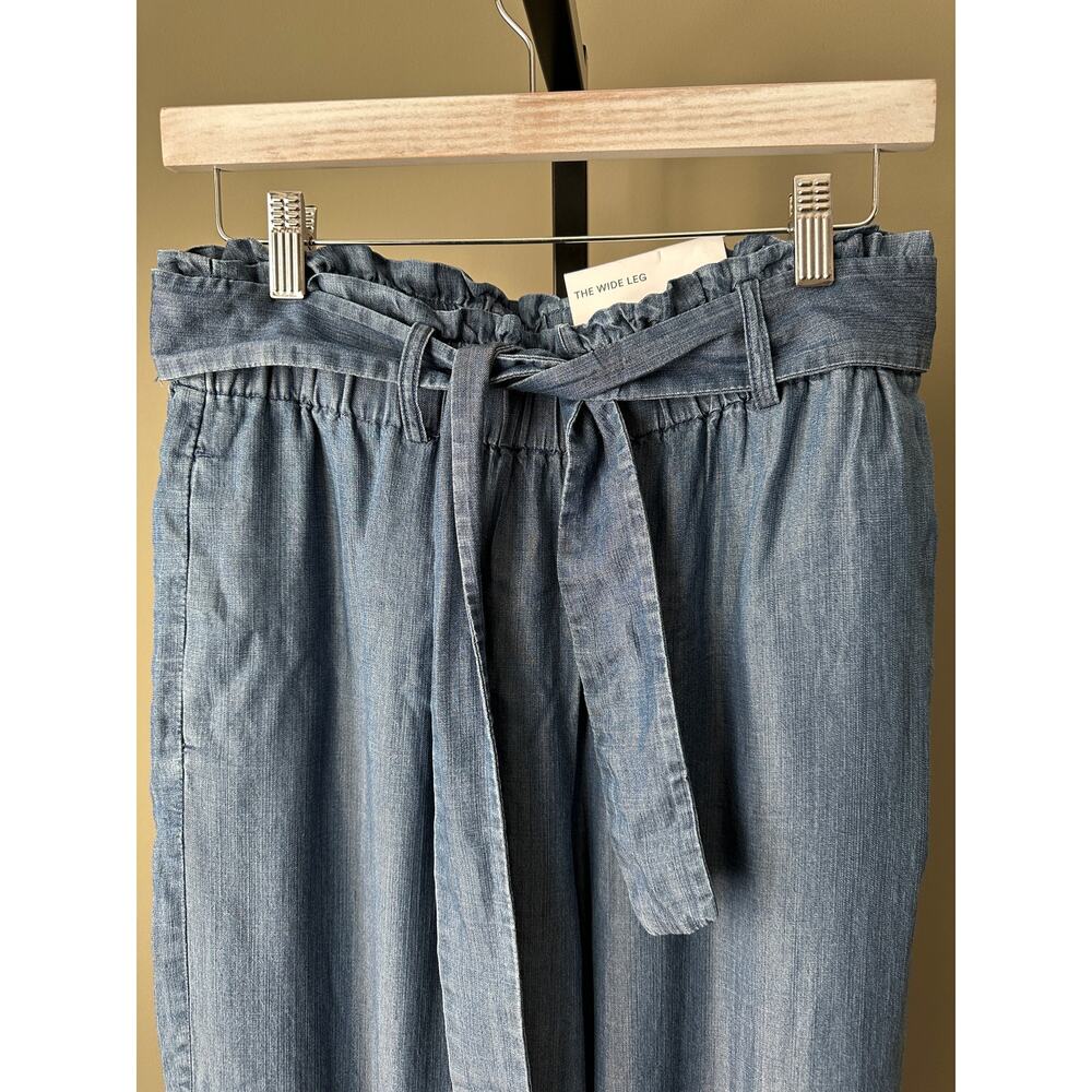 Ann Taylor Factory The Wide Leg Belted Pull On Denim Pants Medium NWT - Picture 3 of 4